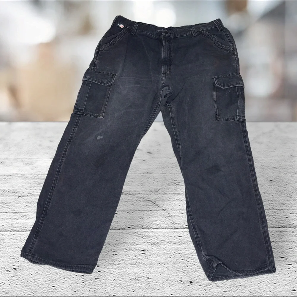 Carhartt Cargo Pants Mens 42x32 Black FR Flame Resistant FRB240-BLK Workwear
